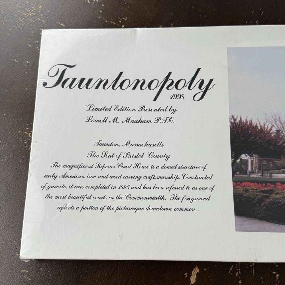 Tauntonopoly Vintage 1998 Custom Massachusetts Board Game Still Factory Sealed - Picture 2 of 5